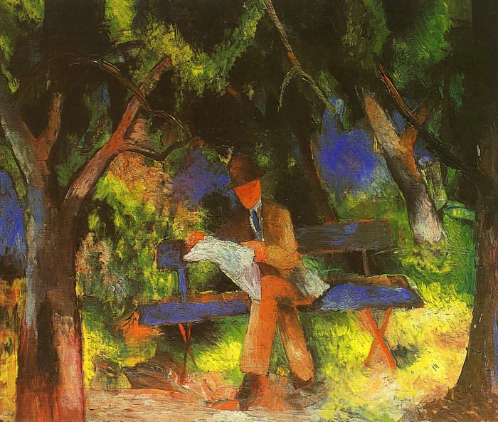 August Macke Man Reading in a Park